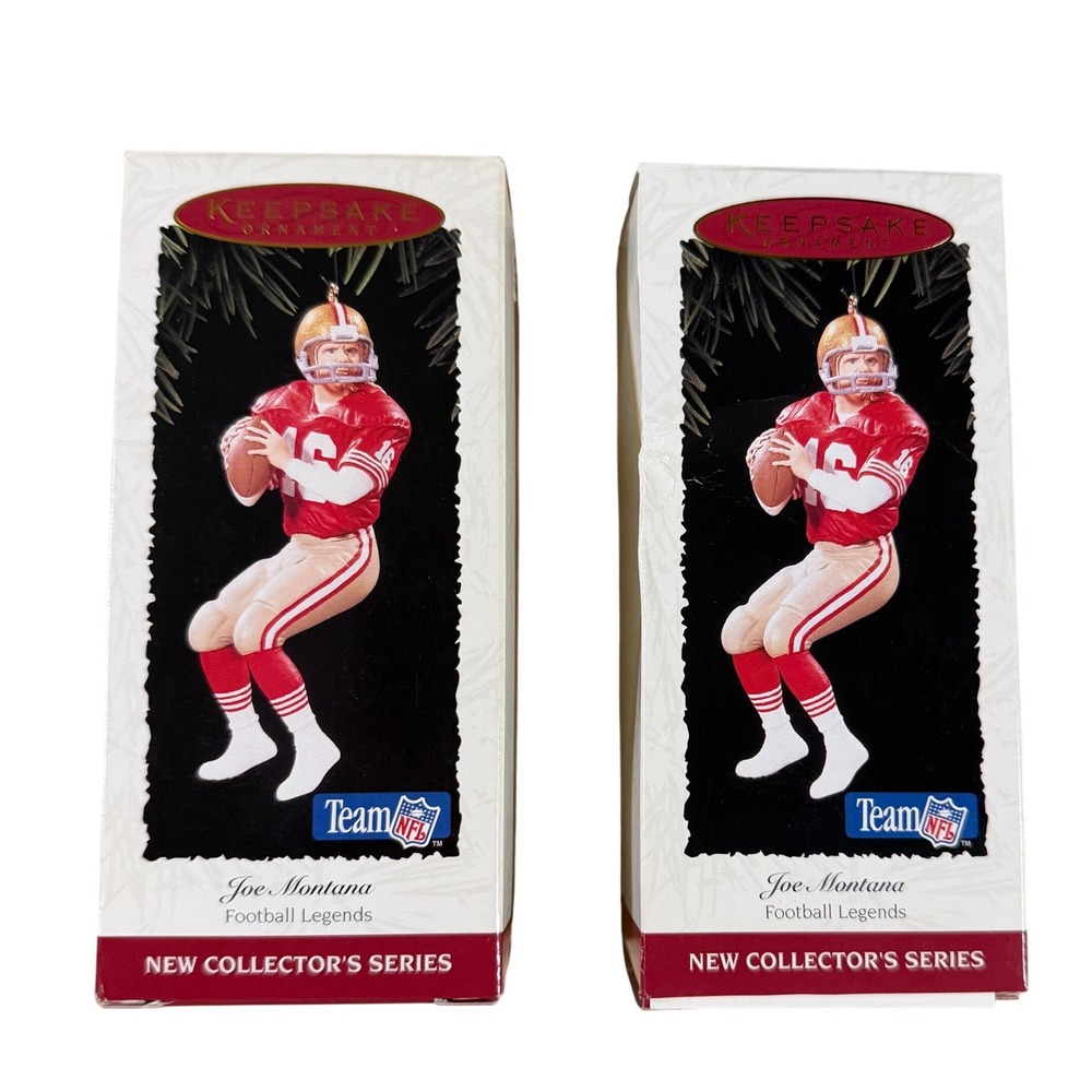 Lot of 2 Hallmark Joe Montana Football Legends 1995 Ornament San Francisco 49ers